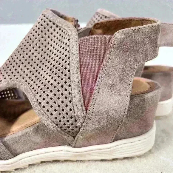 SOFFT Shandi Platform Wedge Leather Sandal Ankle Zip Lilac Purple Women Size 6 - Picture 3 of 14